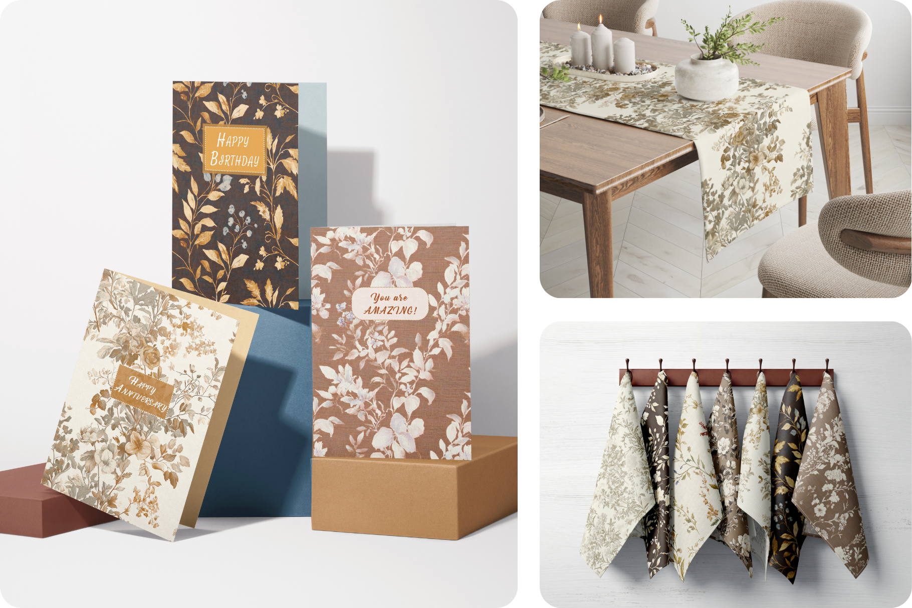 Vintage Beige Floral Patterns: A curated collection of 10 original vintage beige floral seamless patterns. - image 7