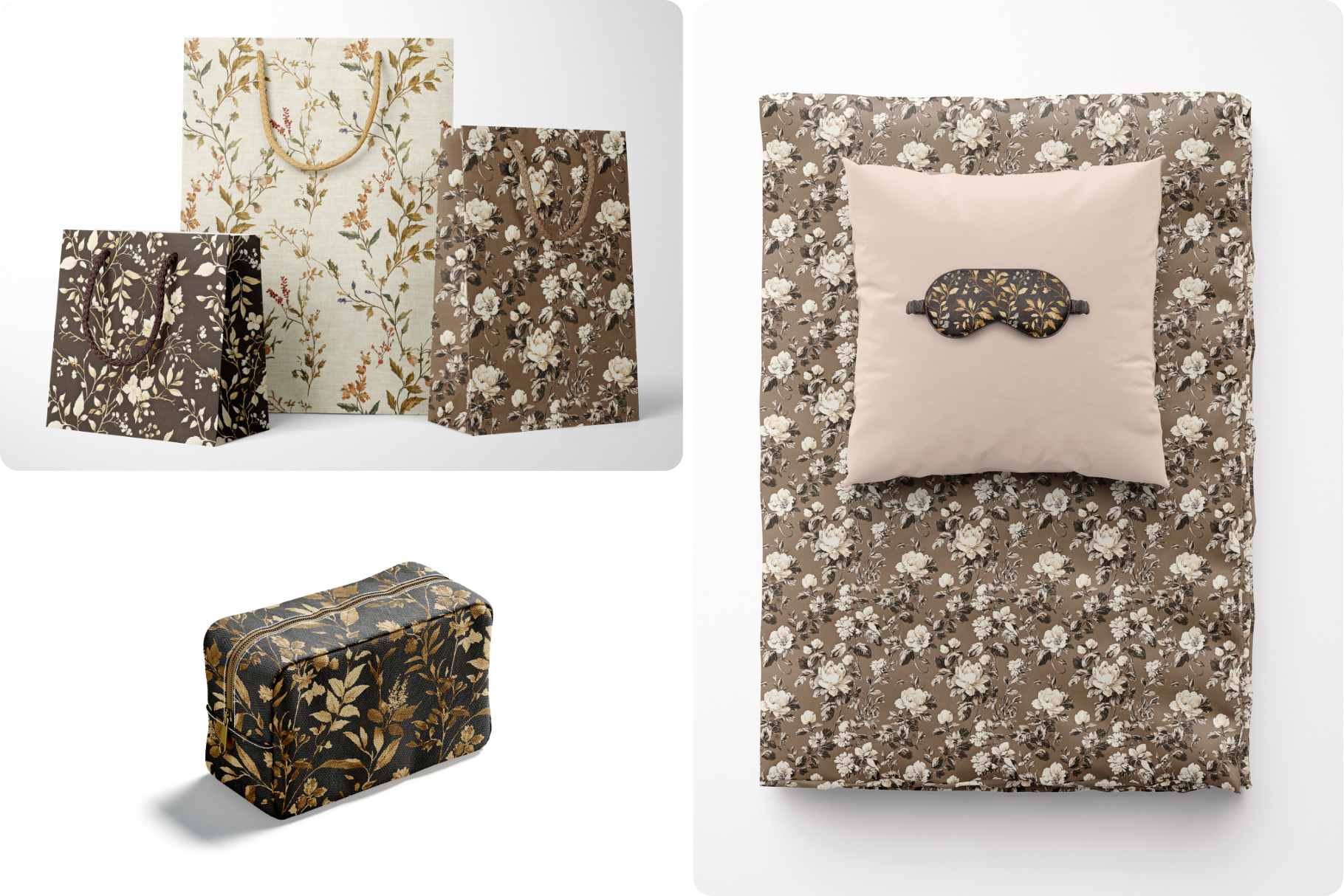 Vintage Beige Floral Patterns: A curated collection of 10 original vintage beige floral seamless patterns. - image 9
