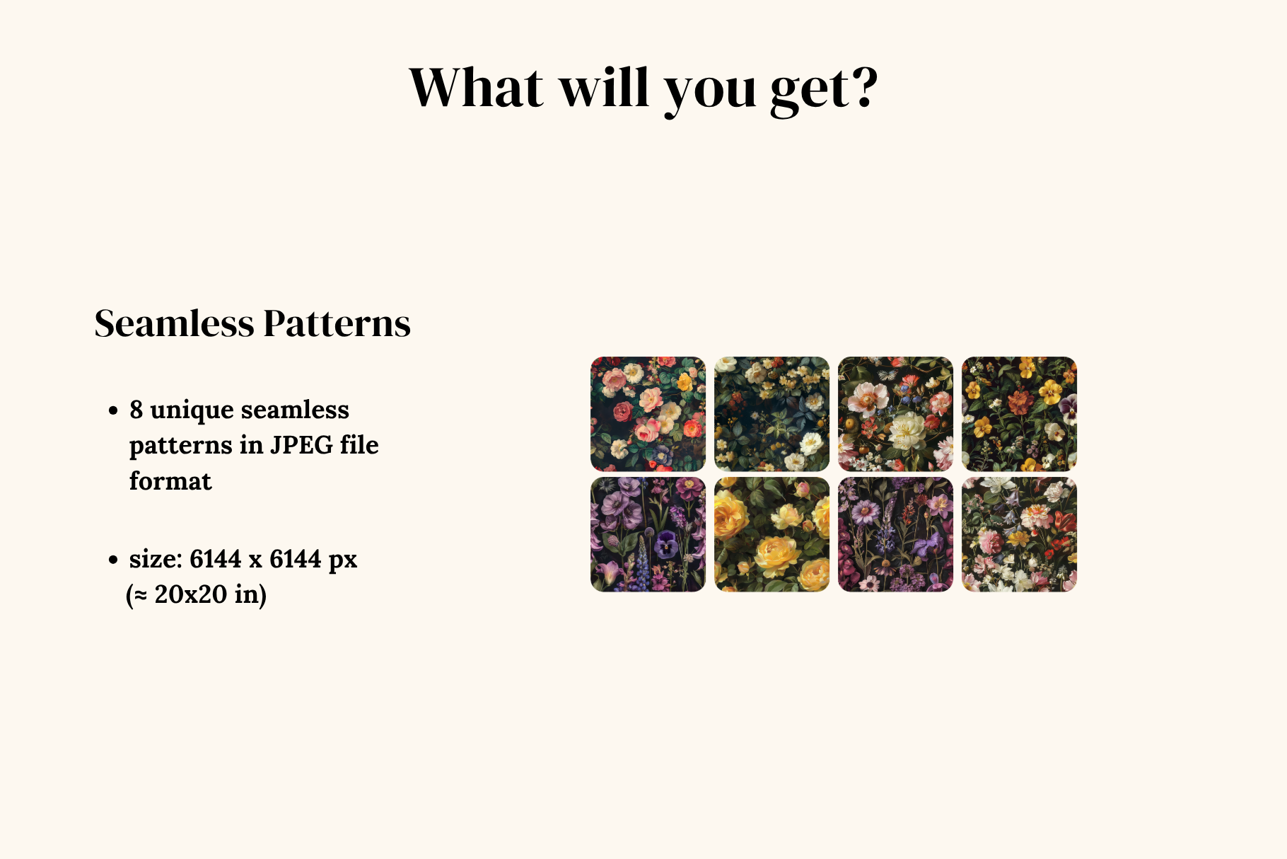 Dutch Dark Floral Patterns, part 2: A curated collection of 8 original Dutch dark floral seamless patterns. - image 2