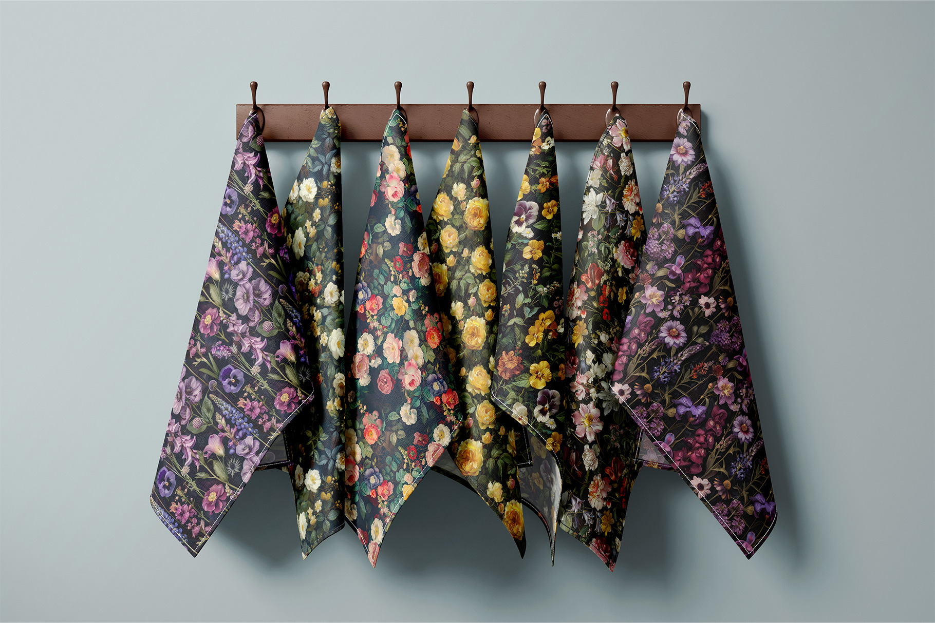 Dutch Dark Floral Patterns, part 2: A curated collection of 8 original Dutch dark floral seamless patterns. - image 7