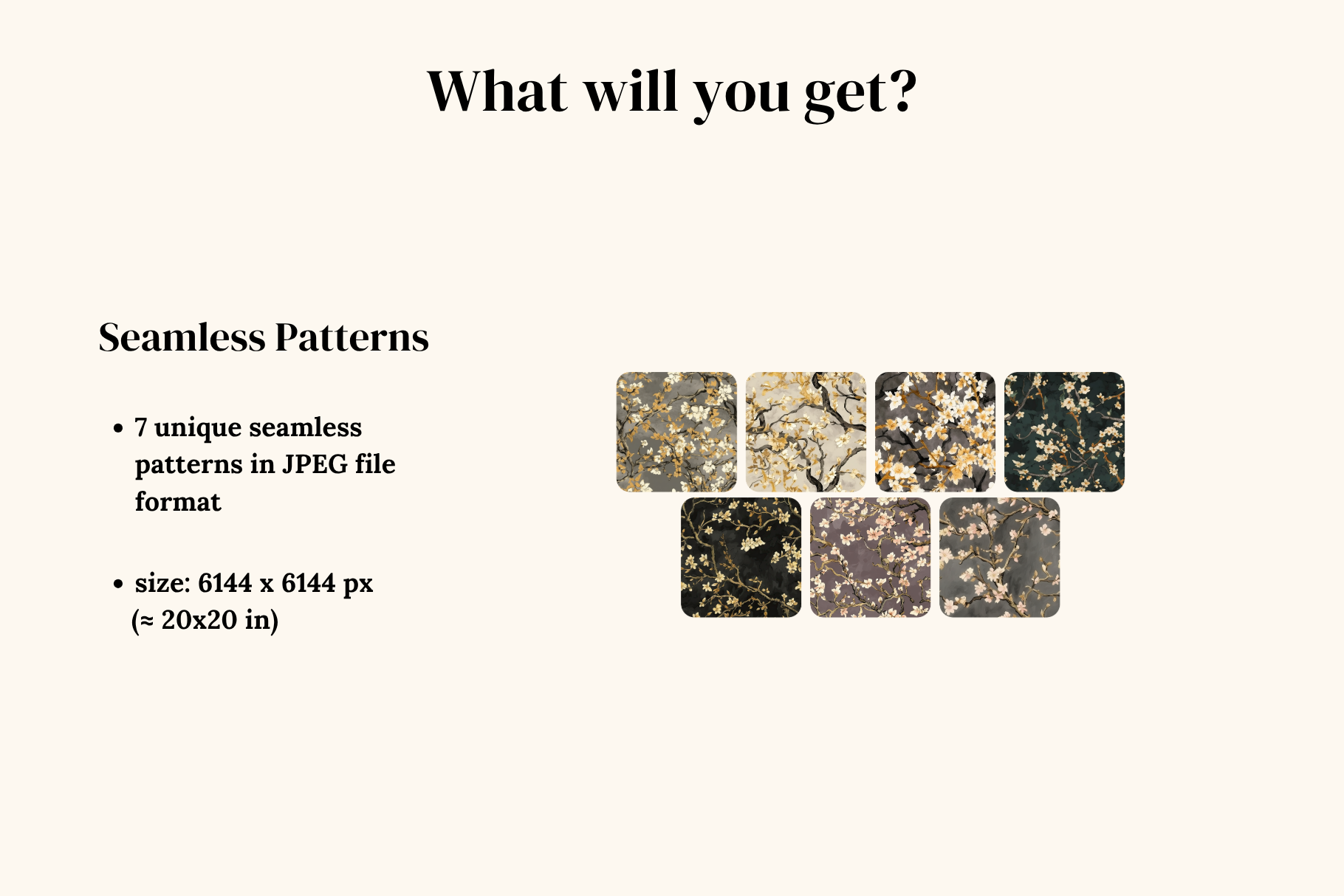 Almond Blossom Patterns: A curated collection of 7 original almond blossom seamless patterns. - image 2
