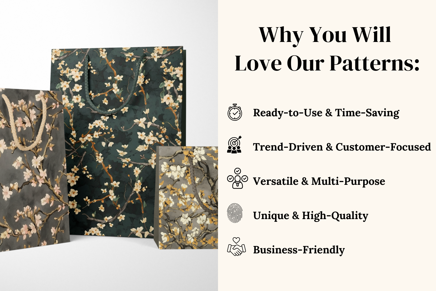 Almond Blossom Patterns: A curated collection of 7 original almond blossom seamless patterns. - image 4
