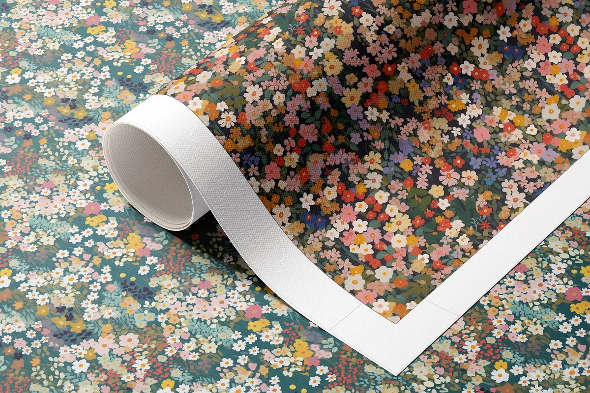 Ditsy Wildflower Meadow Patterns Set: A cheerful collection of seamless ditsy wildflower meadow patterns in a vibrant, sunlit color palette. - 10