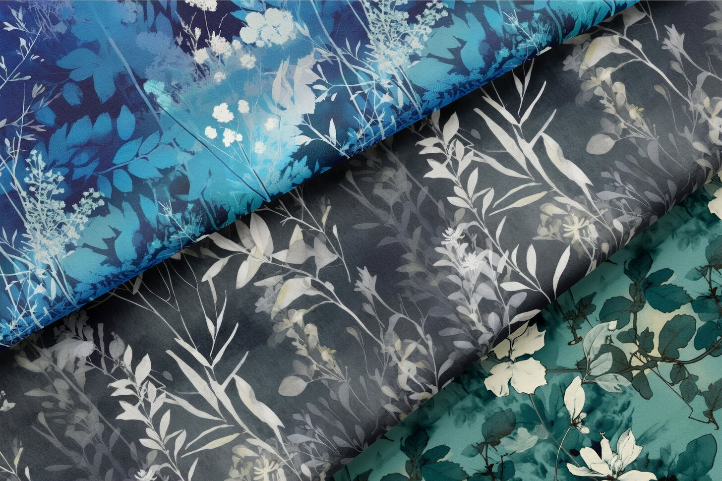 Original blue botanical seamless pattern