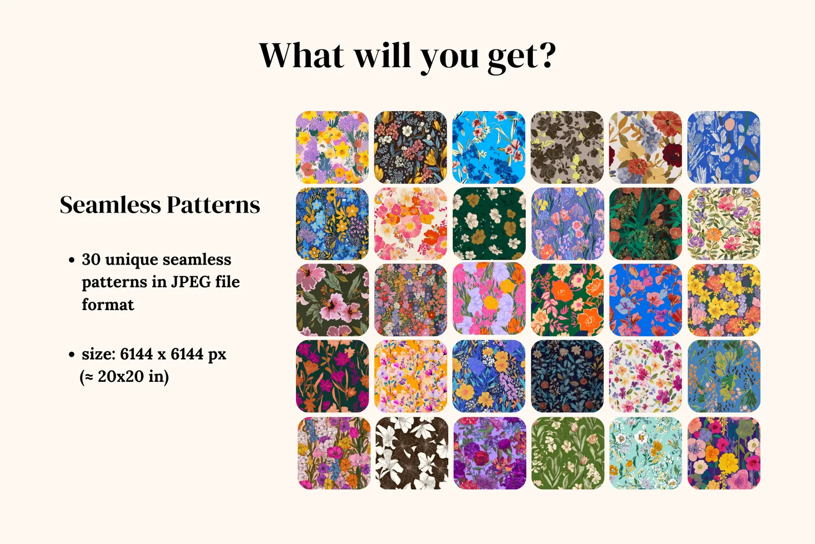 Vintage Botanical Set "Aurora": A curated collection of 30 original vintage botanical seamless patterns. - 2